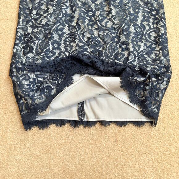 Tadashi Collection Bead Sequin Lace Sheath Dress Cap Sleeve Empire Waist Navy 8 - Picture 4 of 6